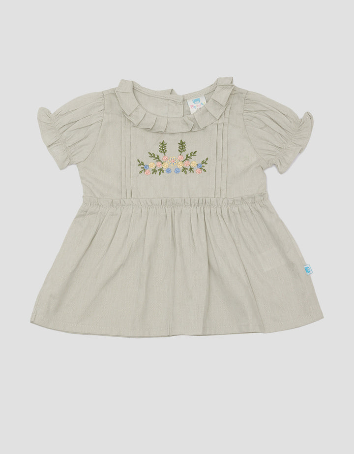 Pipiniko Pleated Ruffle Neck Blouse for Girls