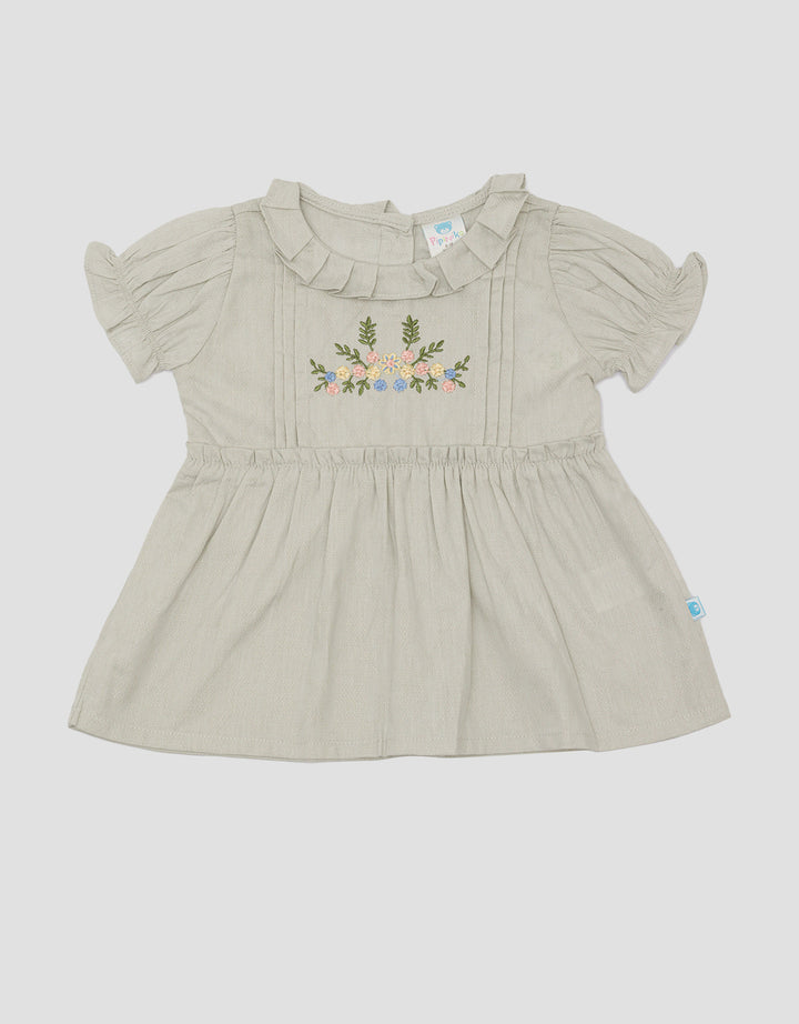 Pipiniko Pleated Ruffle Neck Blouse for Girls