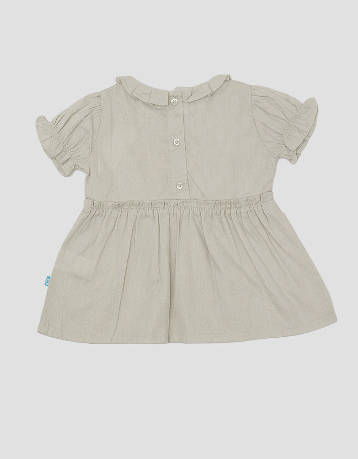 Pipiniko Pleated Ruffle Neck Blouse for Girls