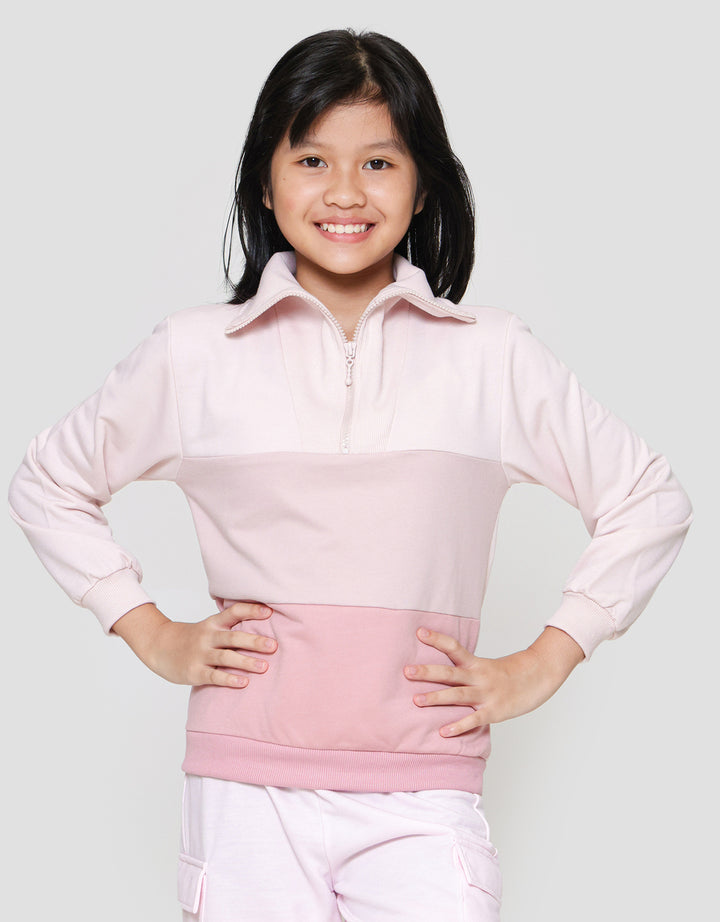 Nevada Gradasi Zip Up Collar Sweater Anak Perempuan