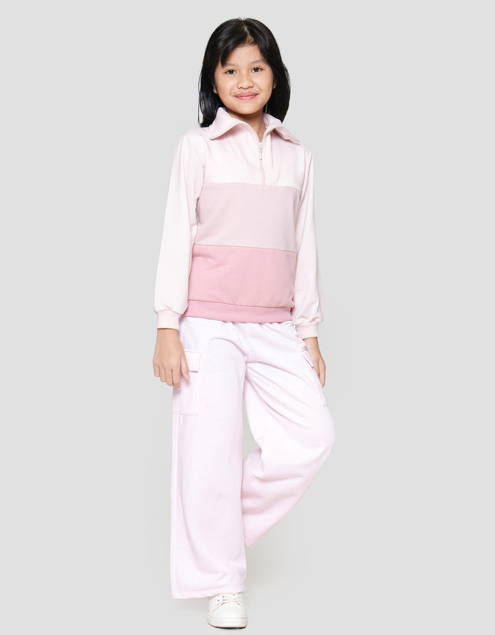 Nevada Gradasi Zip Up Collar Sweater Anak Perempuan