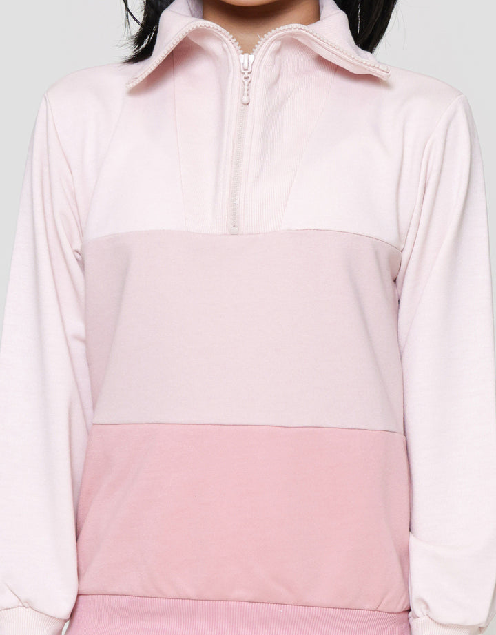 Nevada Gradasi Zip Up Collar Sweater Anak Perempuan