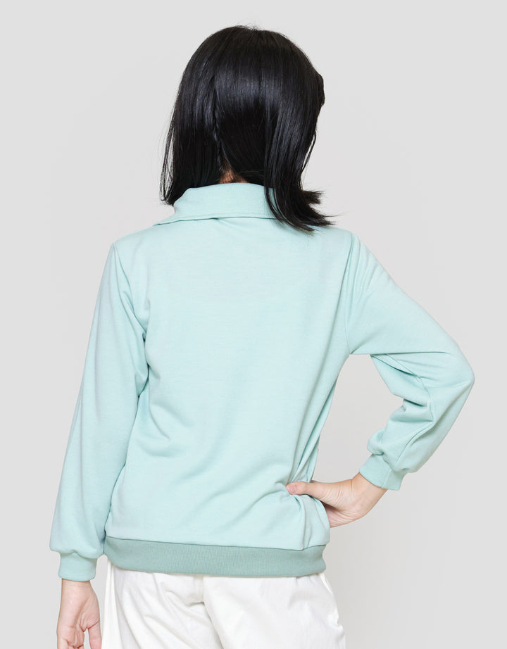 Nevada Gradasi Solid Zip Up Collar Sweater Anak Perempuan