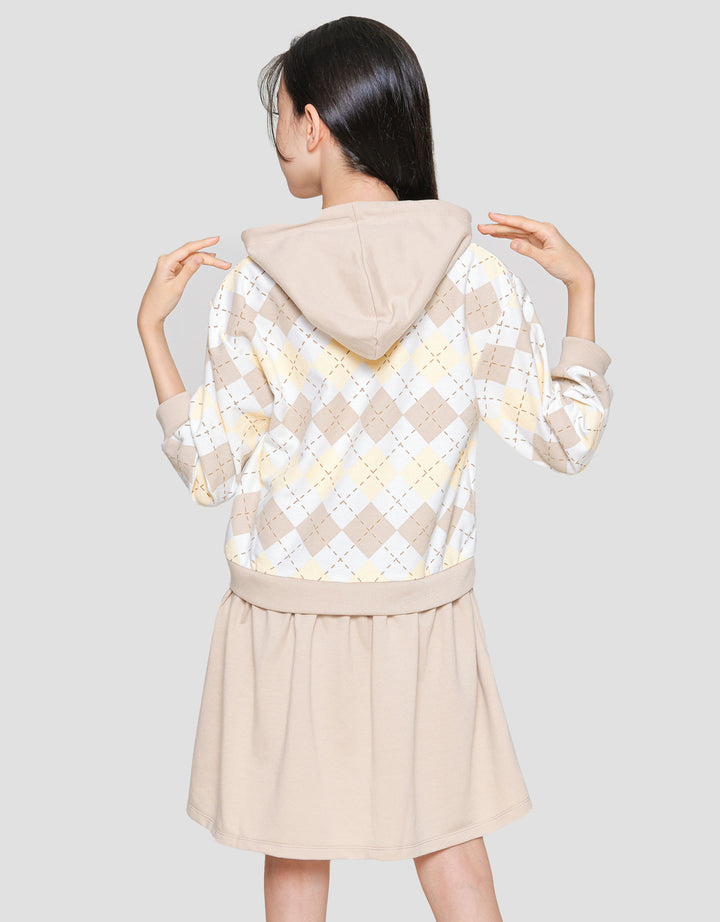 Nevada Diamond Print Dress Hoodie Anak Perempuan