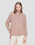 Connexion Rayon Button Back Kemeja Wanita