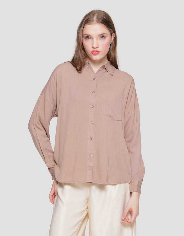 Connexion Rayon Button Back Kemeja Wanita