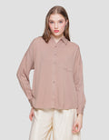 Connexion Rayon Button Back Kemeja Wanita