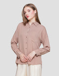 Connexion Rayon Button Back Kemeja Wanita