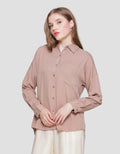 Connexion Rayon Button Back Kemeja Wanita