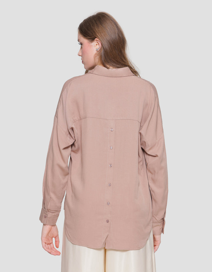 Connexion Rayon Button Back Kemeja Wanita