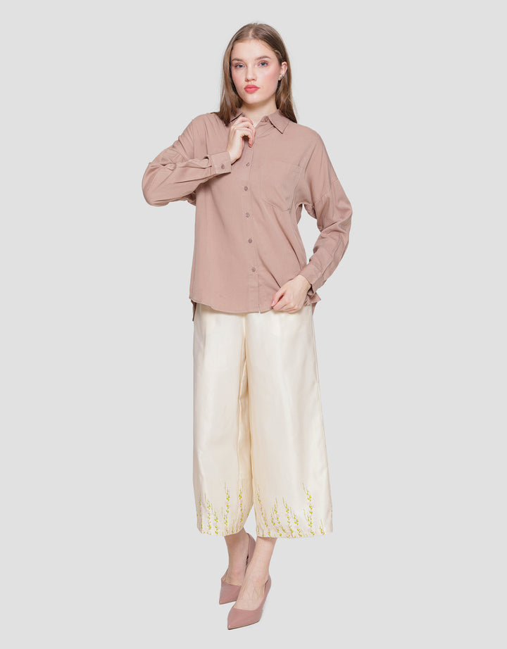 Connexion Rayon Button Back Kemeja Wanita