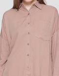 Connexion Rayon Button Back Kemeja Wanita