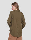 Connexion Rayon Button Back Kemeja Wanita