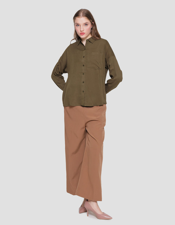 Connexion Rayon Button Back Kemeja Wanita