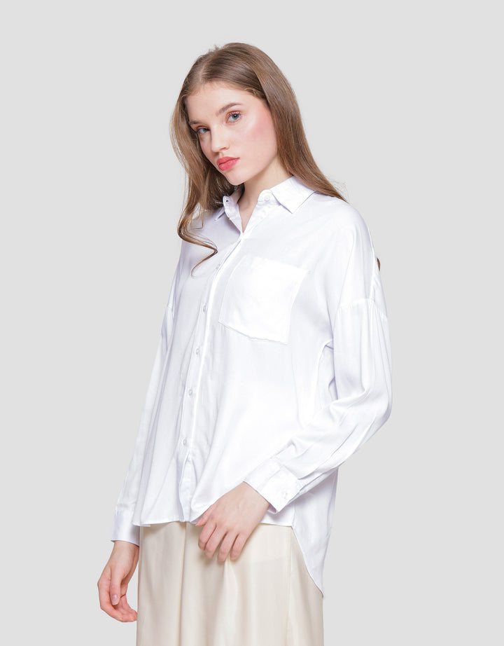 Connexion Rayon Button Back Kemeja Wanita