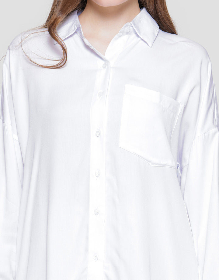 Connexion Rayon Button Back Kemeja Wanita