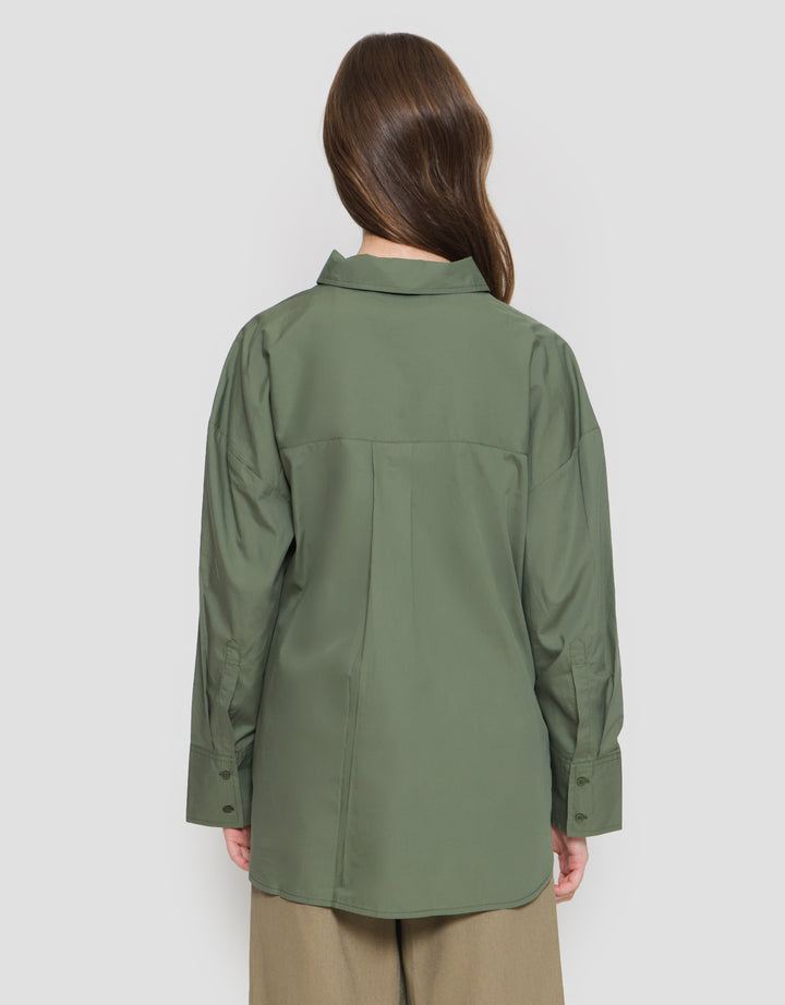 Connexion Plain Look Button Down Women's Long Sleeve Shirt