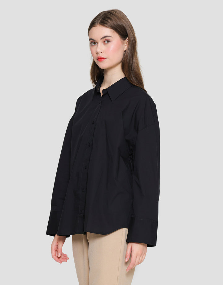 Connexion Plain Look Button Down Women's Long Sleeve Shirt