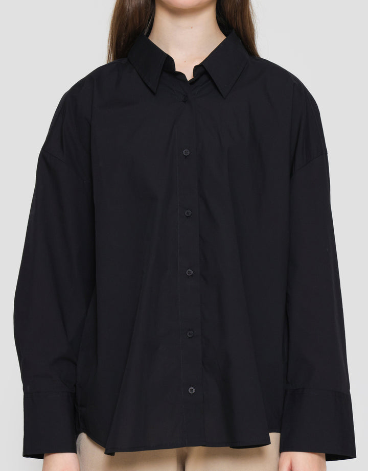 Connexion Plain Look Button Kemeja Lengan Panjang Wanita