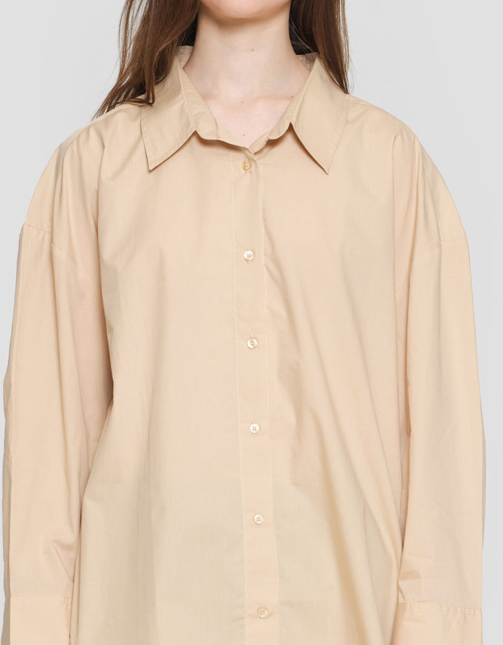 Connexion Plain Look Button Kemeja Lengan Panjang Wanita