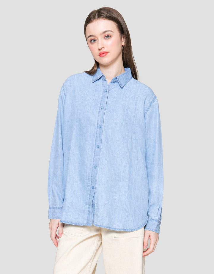 Connexion Straight Denim Kemeja Lengan Panjang Wanita