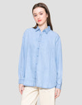 Connexion Straight Denim Kemeja Lengan Panjang Wanita