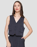 Connexion Crop Button Vest Wanita