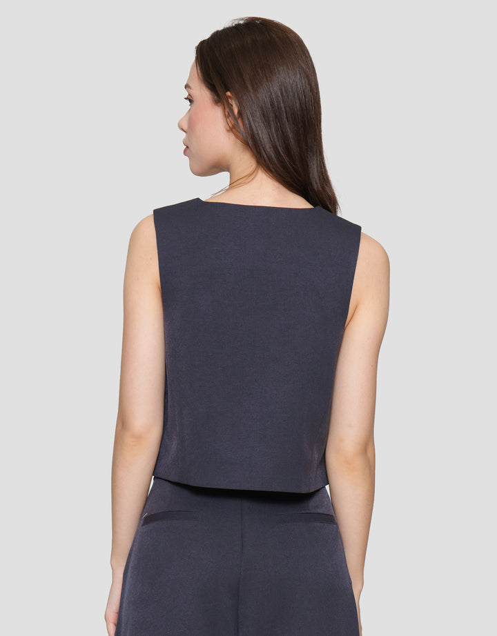 Connexion Crop Button Vest Wanita