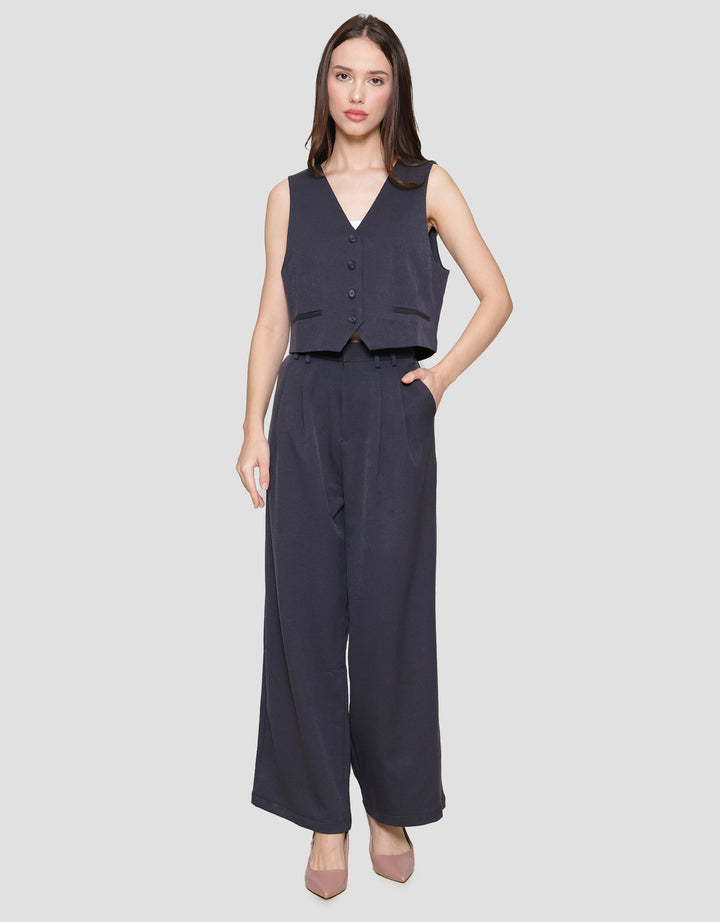 Connexion Crop Button Vest Wanita