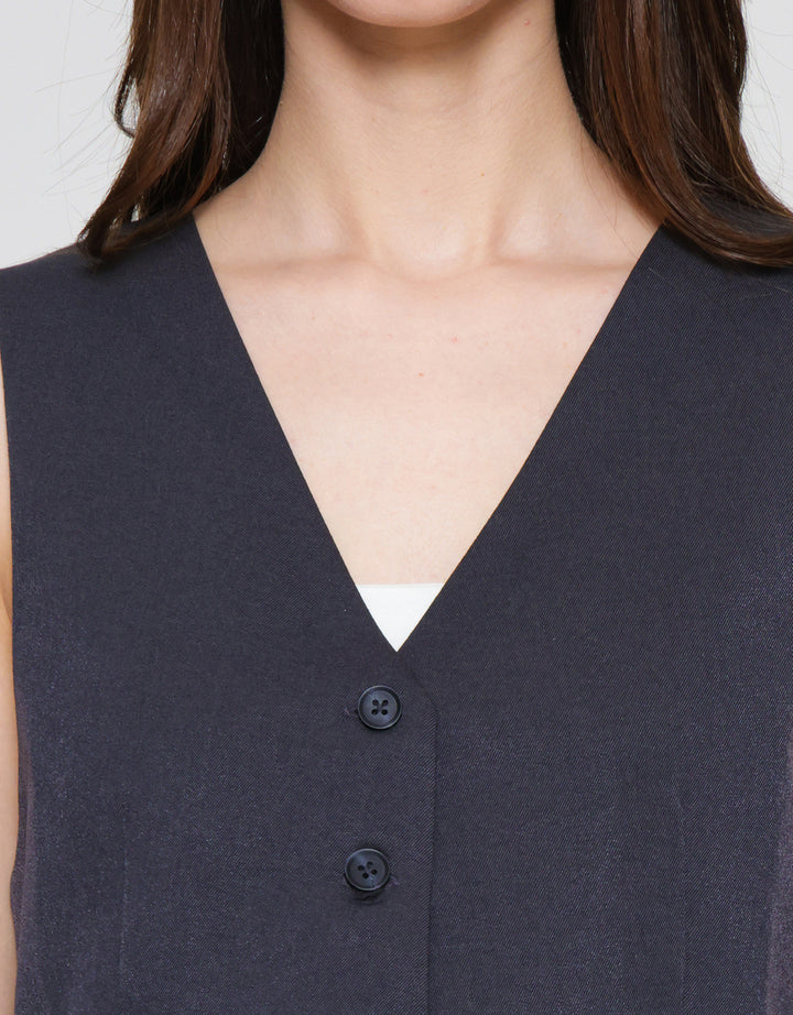 Connexion Crop Button Vest Wanita