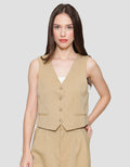 Connexion Crop Button Vest Wanita