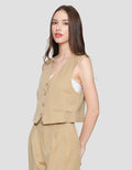 Connexion Crop Button Vest Wanita