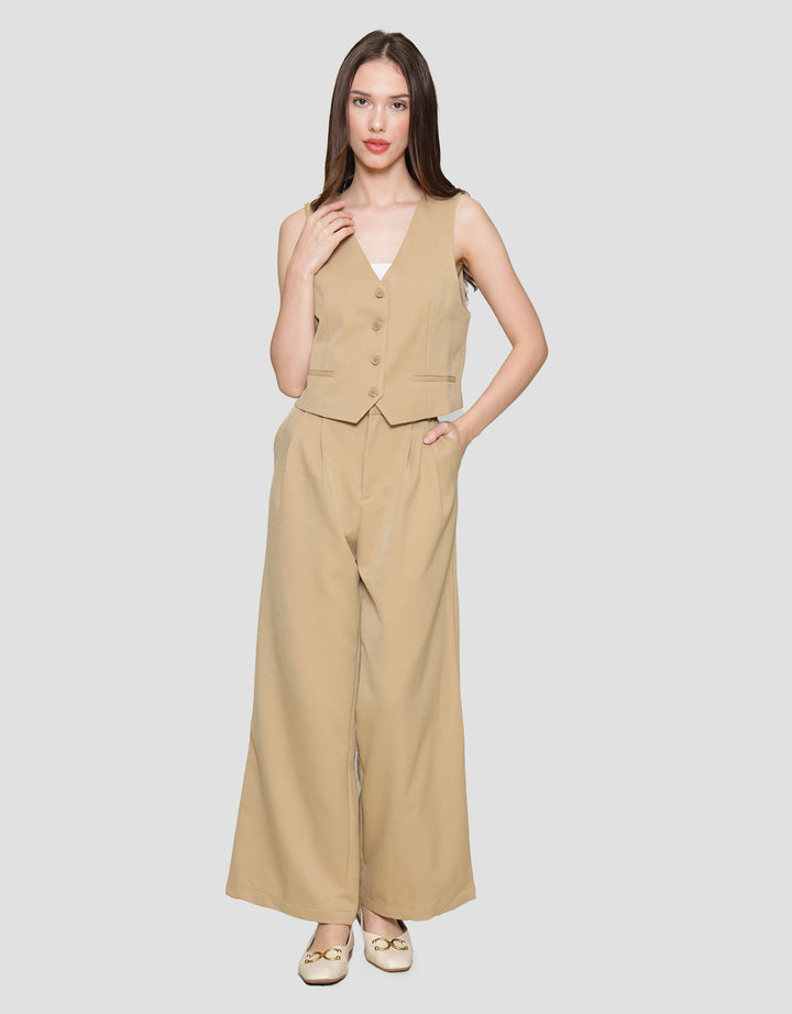 Connexion Crop Button Vest Wanita
