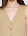 Connexion Crop Button Vest Wanita