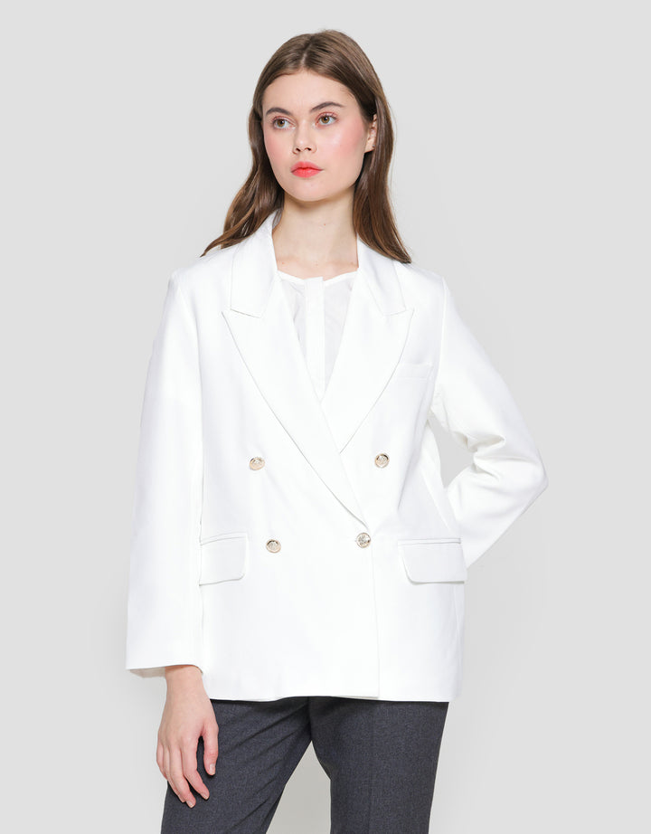 Connexion Gold Button Blazer Oversized Wanita