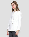Connexion Gold Button Blazer Oversized Wanita