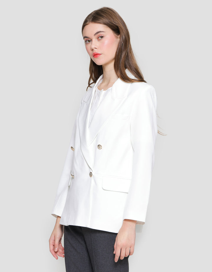 Connexion Gold Button Blazer Oversized Wanita