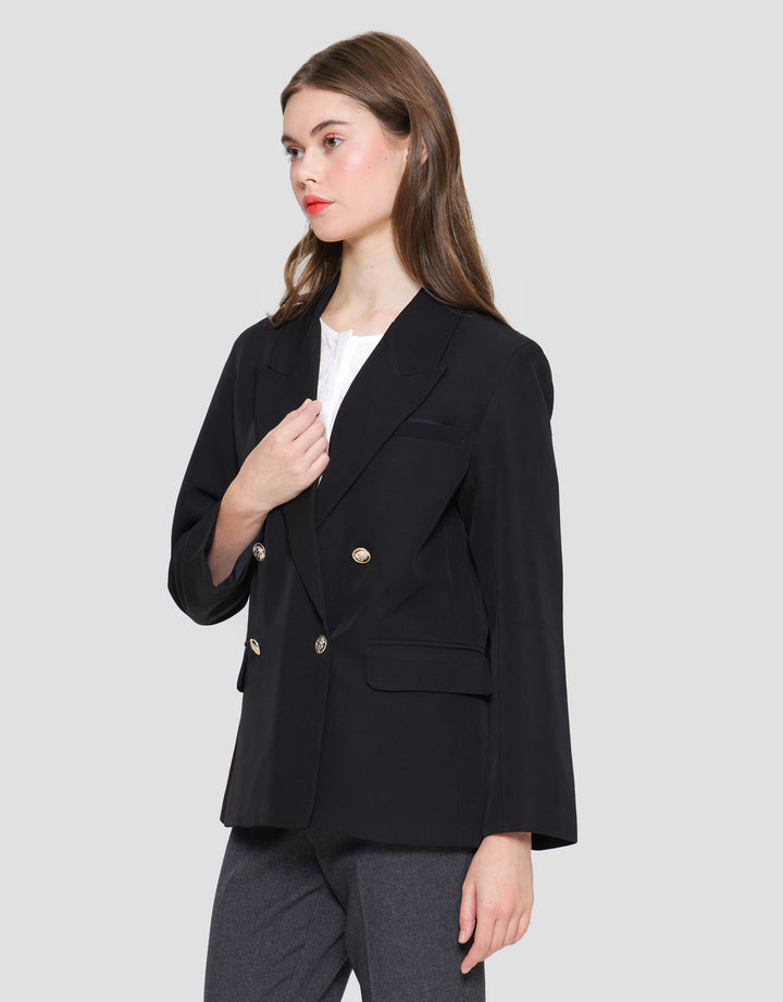 Connexion Gold Button Blazer Oversized Wanita
