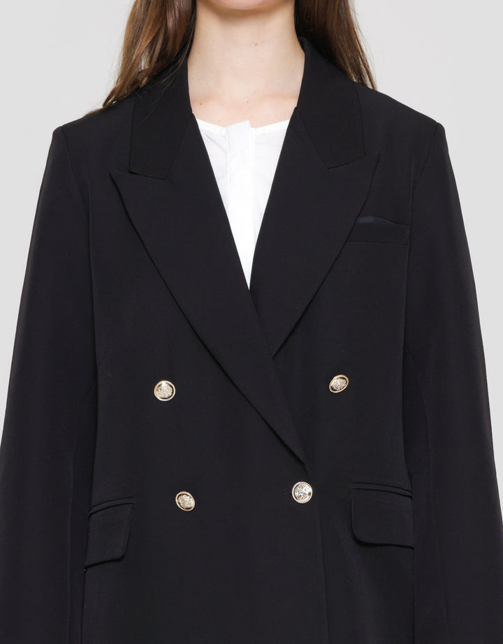 Connexion Gold Button Blazer Oversized Wanita