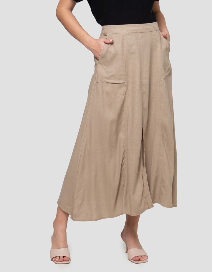 Connexion Linen Slit Elastic Women's Maxi Skirt