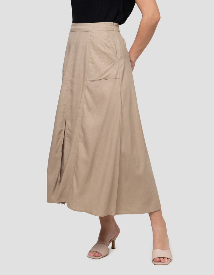 Connexion Linen Slit Elastic Women's Maxi Skirt