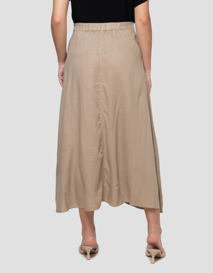 Connexion Linen Slit Elastic Women's Maxi Skirt