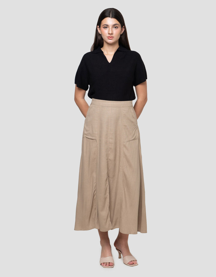 Connexion Linen Slit Elastic Women's Maxi Skirt