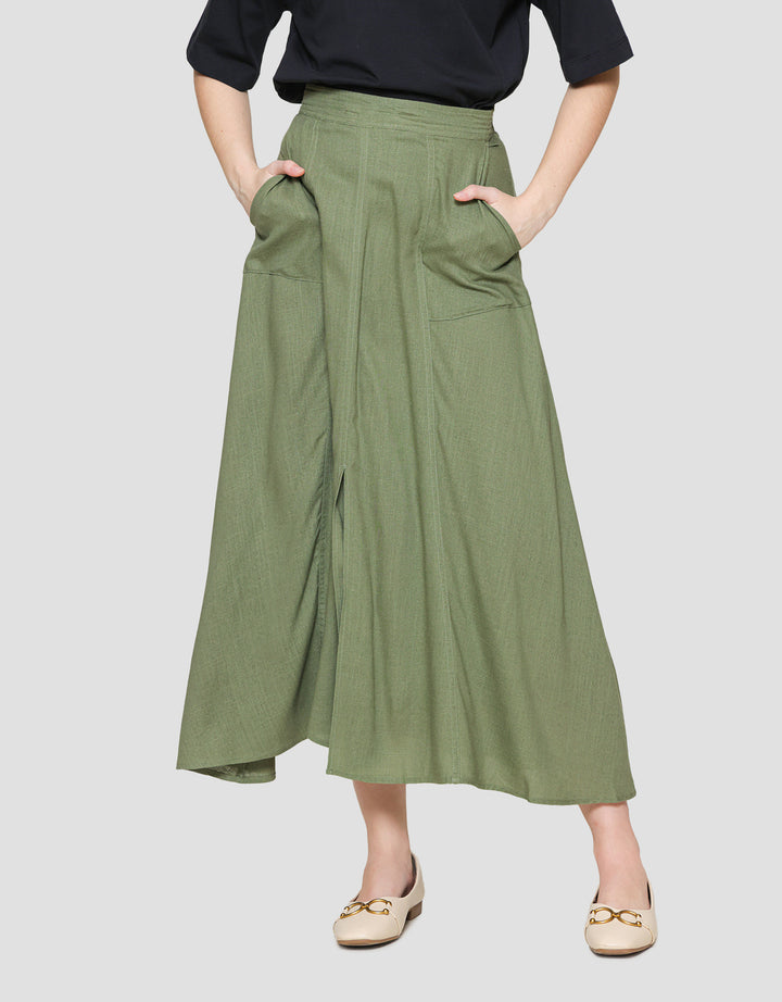 Connexion Linen Slit Elastic Women's Maxi Skirt