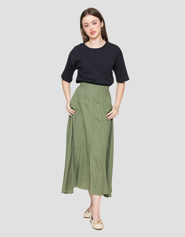 Connexion Linen Slit Elastic Women's Maxi Skirt