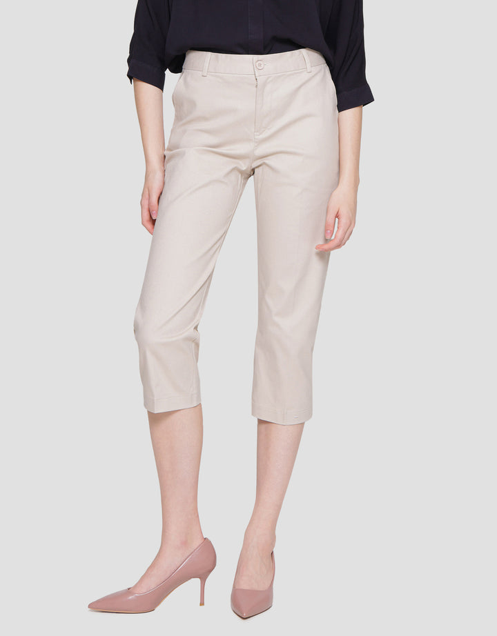 Connexion Crop Cotton Stretch Elastic Waist Celana Panjang Wanita