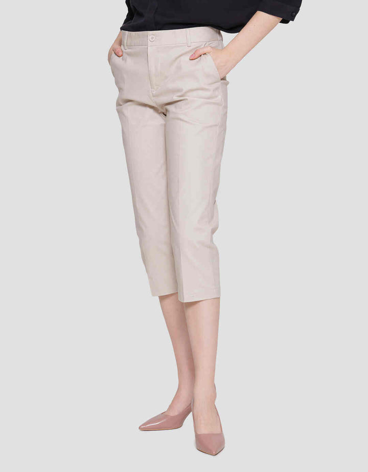 Connexion Crop Cotton Stretch Elastic Waist Celana Panjang Wanita