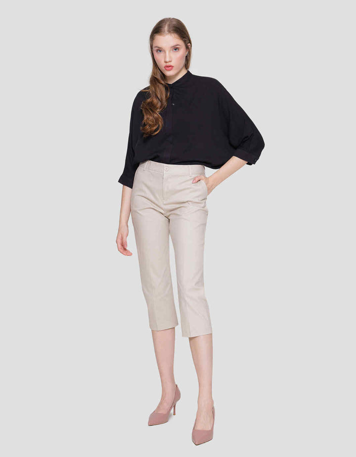 Connexion Crop Cotton Stretch Elastic Waist Celana Panjang Wanita