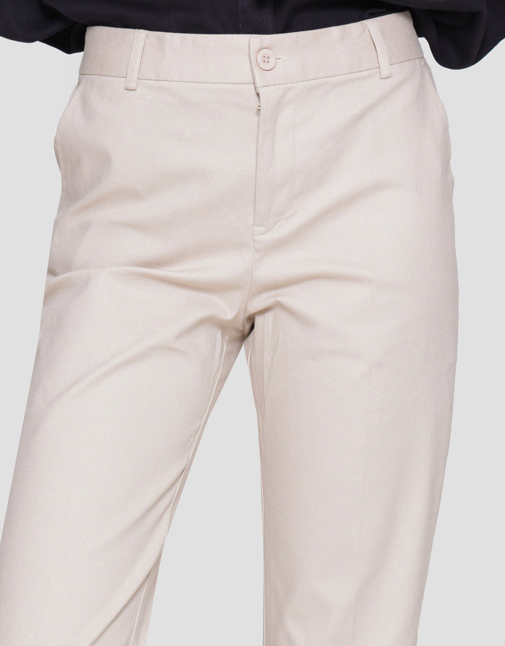 Connexion Crop Cotton Stretch Elastic Waist Celana Panjang Wanita