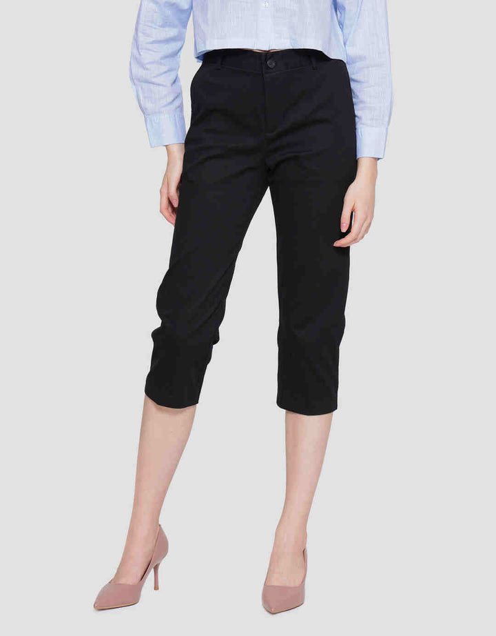Connexion Crop Cotton Stretch Elastic Waist Celana Panjang Wanita